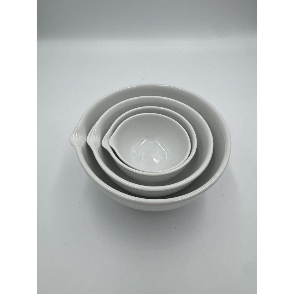 Crate And Barrel 2008 White‎ Small Mixing Bowls With Spouts